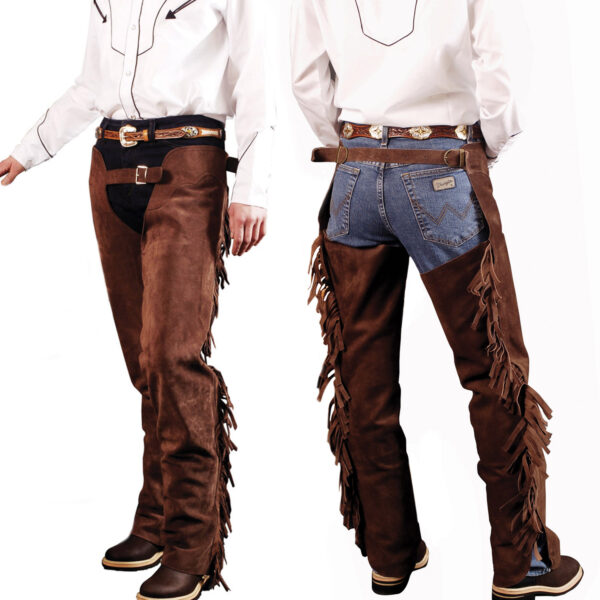 CHAPS PELLE SCAMOSCIATA CON FRANGE