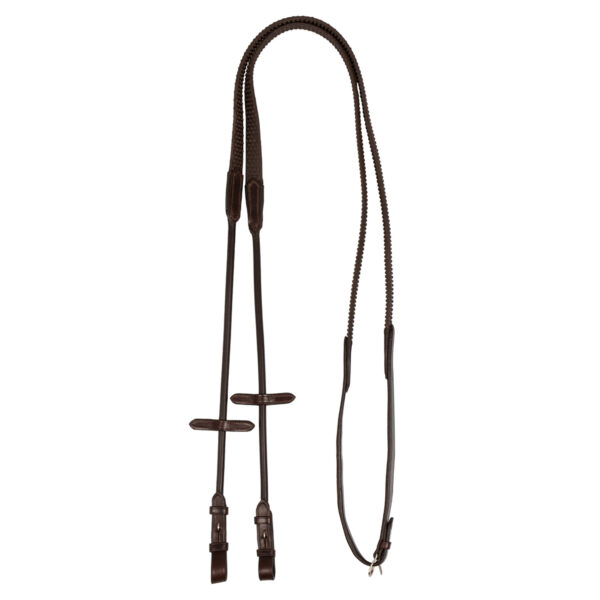 ROLLED LEATHER DOTTED RUBBER REINS 5/8”