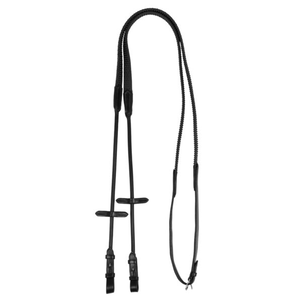 ROLLED LEATHER DOTTED RUBBER REINS 5/8” - immagine 2