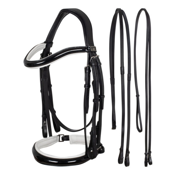 BRIGLIA DRESSAGE IMBOTTITURA BIANCA - immagine 2