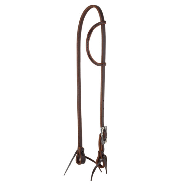 ROLLED EAR BLACK STEEL BUCKLE OILED WESTERN BRIDLE - immagine 2