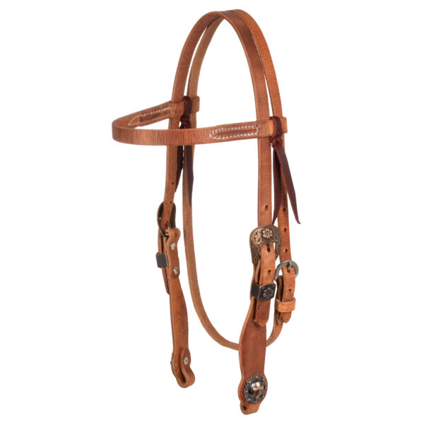 COPPER FLORAL BUCKLE WITH CROSS CONCHO WESTERN BRIDLE - immagine 2