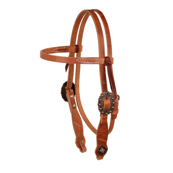 COPPER SPOTTED BUCKLE WITH DIAMOND CONCHO WESTERN BRIDLE - immagine 2