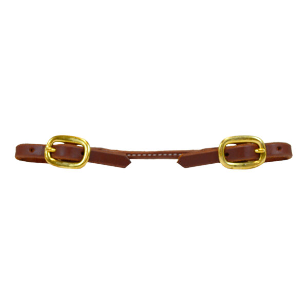 ROLLED HARNESS LEATHER CURB STRAP - BRASS - immagine 2