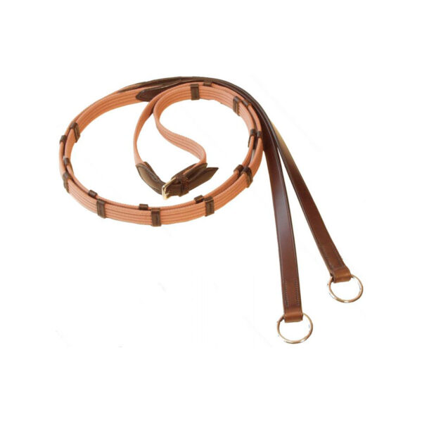Web reins with 9 leather stops and rings