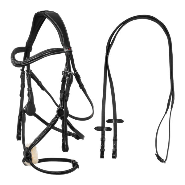 MEXICAN SNAFFLE BRIDLE WITH ANATOMIC CURVED SHAPED CROWN - immagine 2
